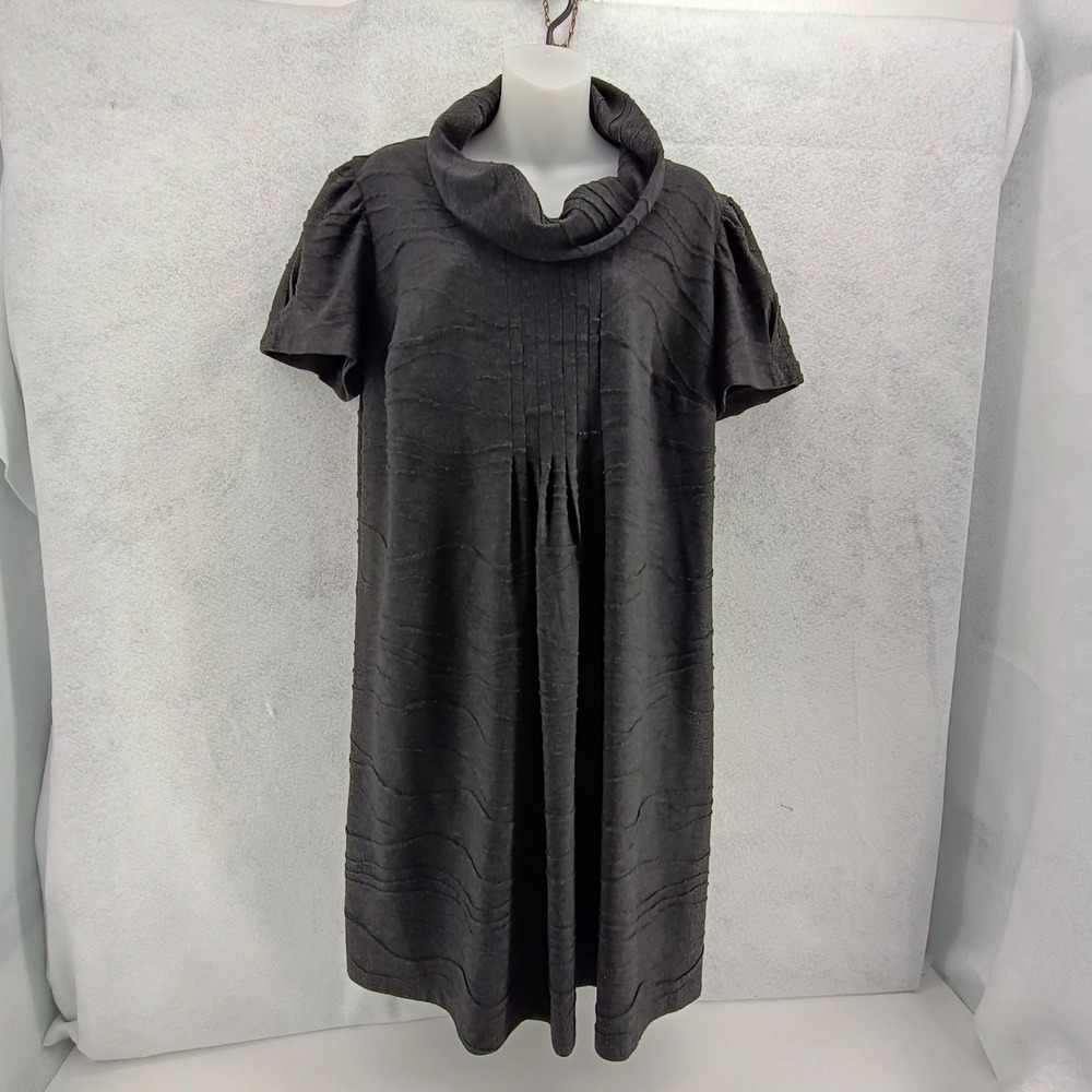 CJ Banks Womens Shift Dress Dark Gray Textured Cowl Neck Plus Size 16W
